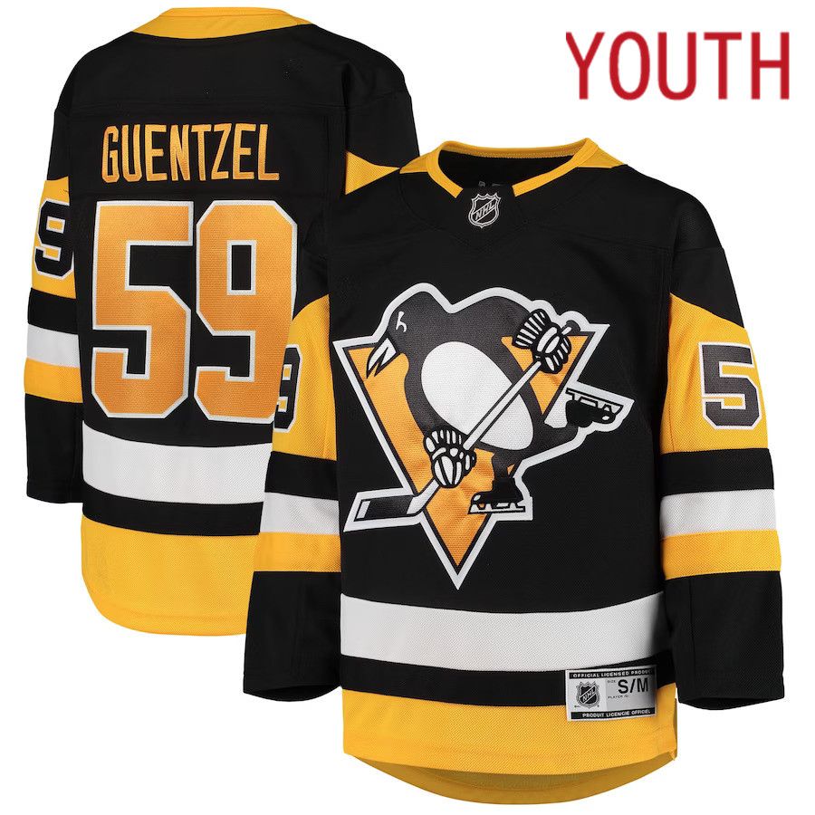 Youth Pittsburgh Penguins 59 Jake Guentzel Black Home Premier Player NHL Jersey